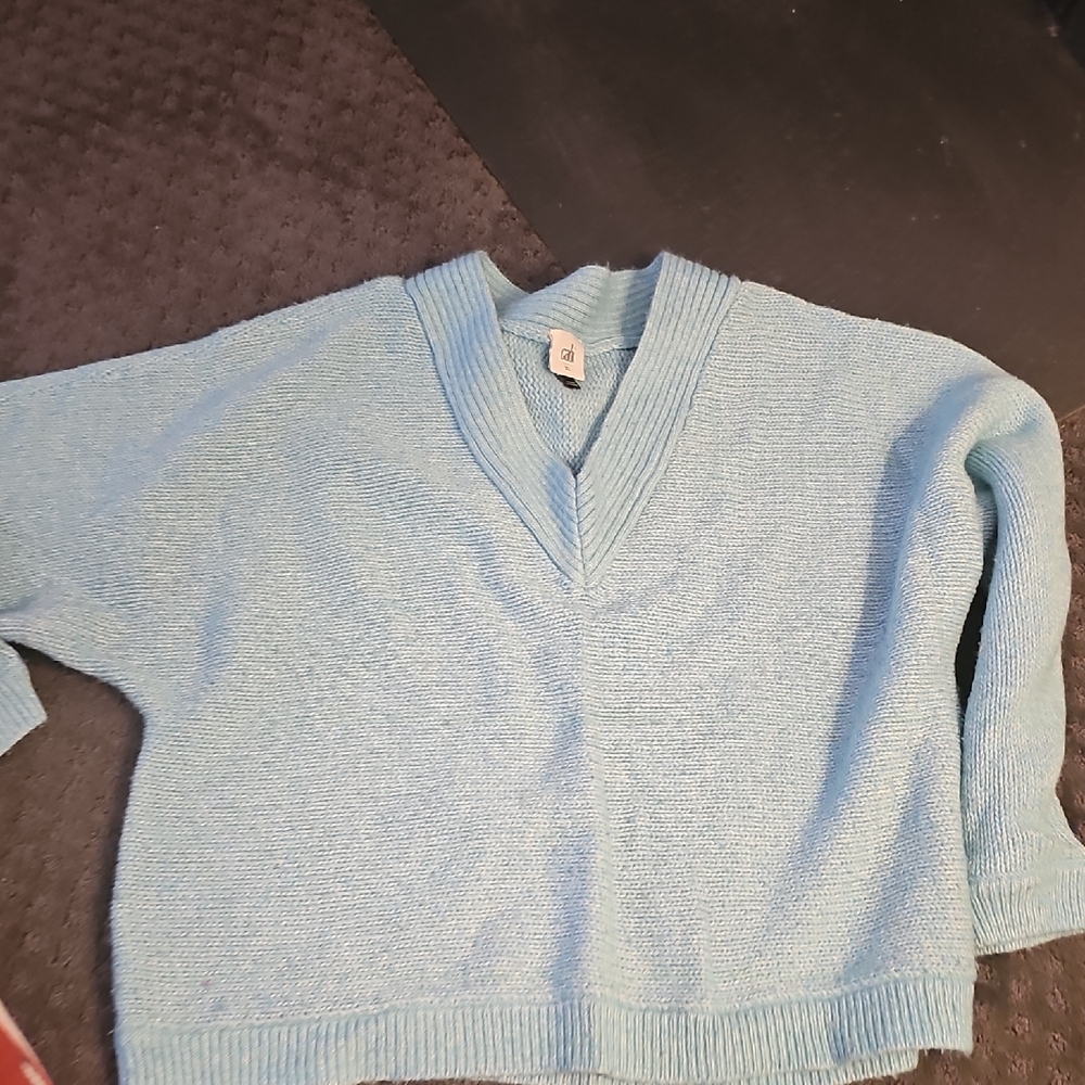CAbi Sky Blue V-Neck Women's Sweater